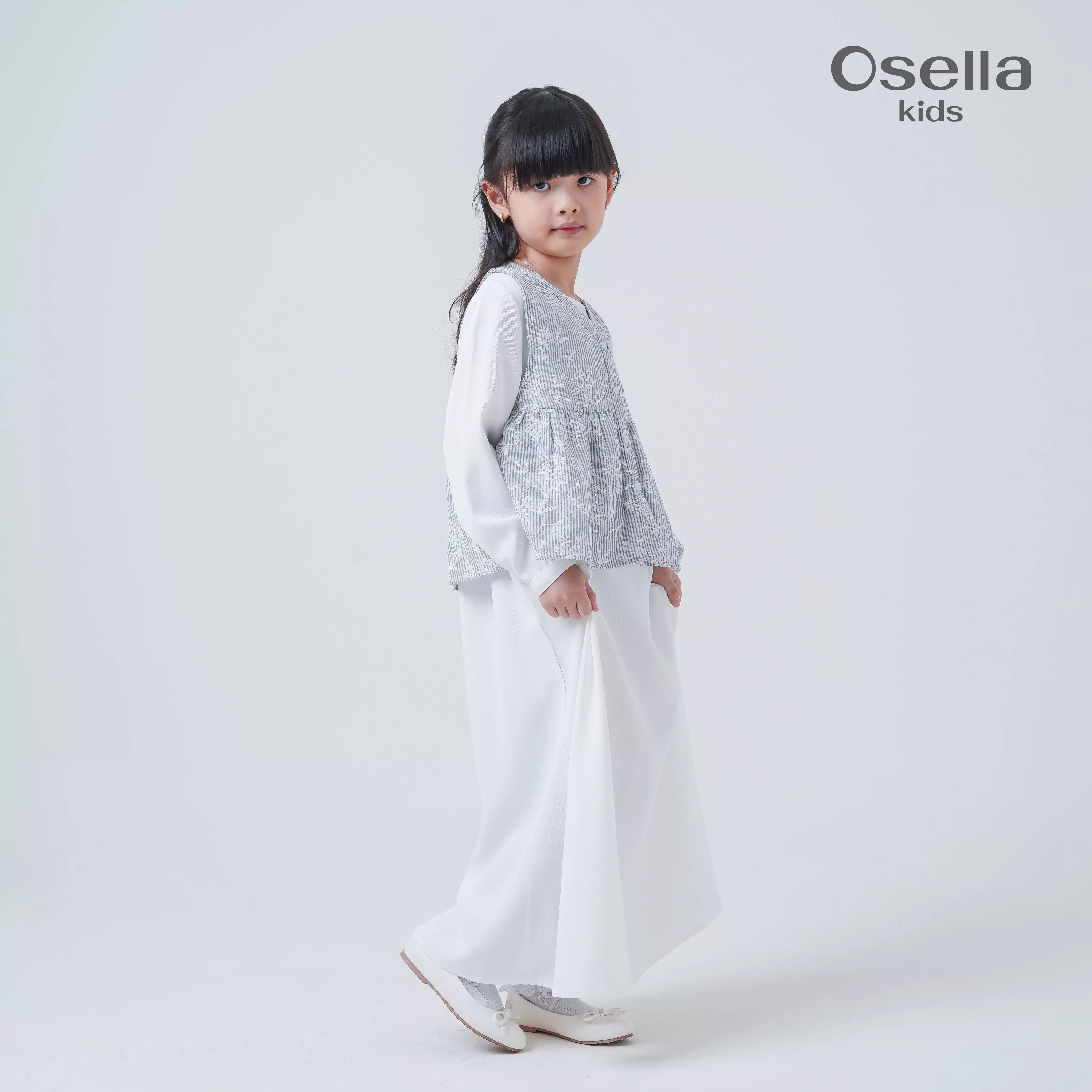 Osella Kids Azure Layered Dress With Vest Set 1357660101 | Gaun Raya Set Vest Anak Perempuan