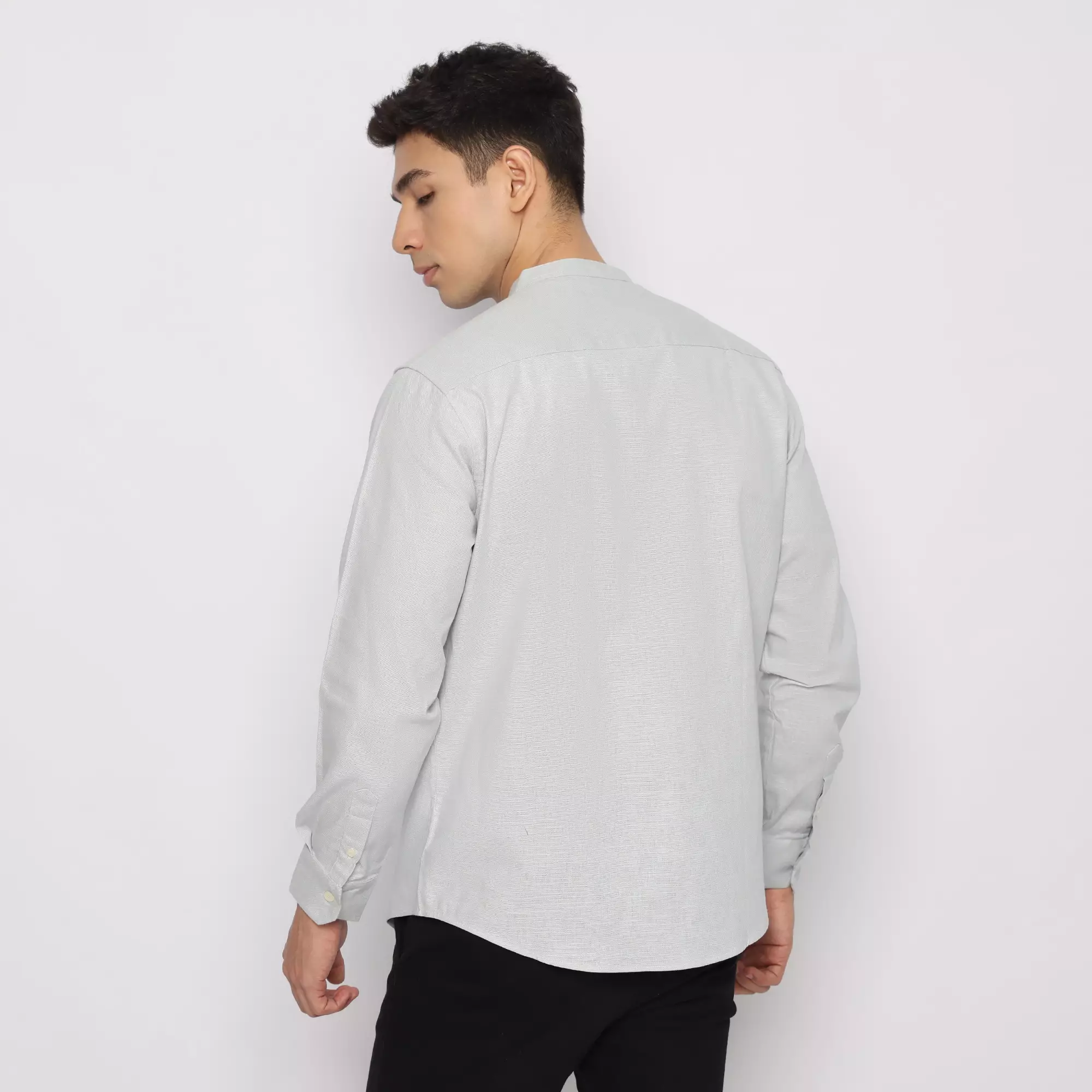 Platini Kemeja Pria Koko Shanghai Lengan Panjang Katun Abu 22039