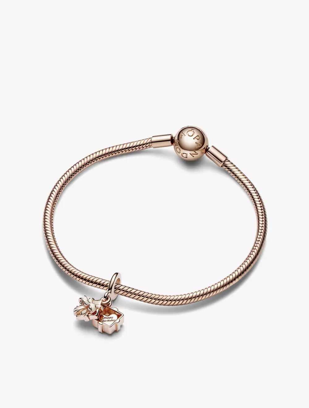 Jual PANDORA Gift 14k rose gold-plated dangle with pink enamel