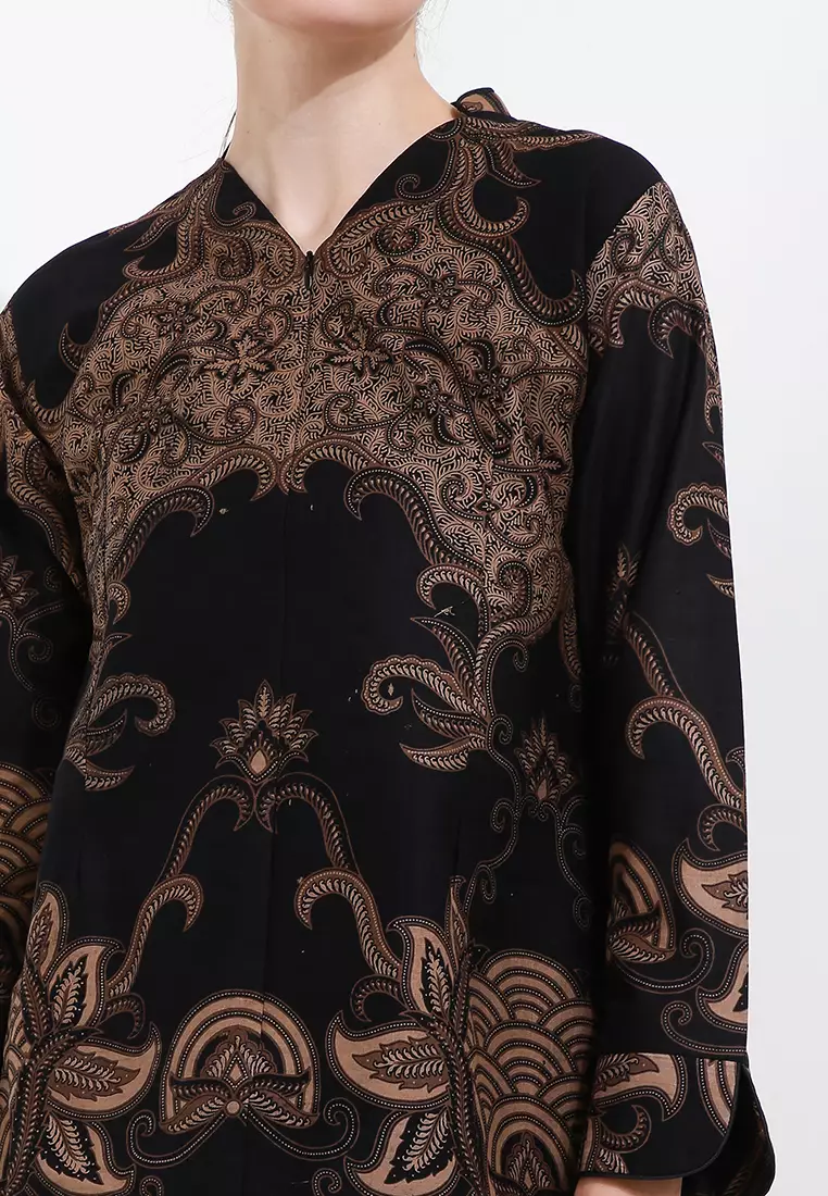 Blouse Batik Gana Black Premium Slimfit Elegan