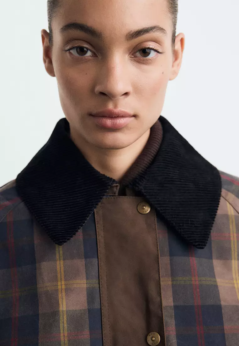 Checked Parka With Contrasting Collar