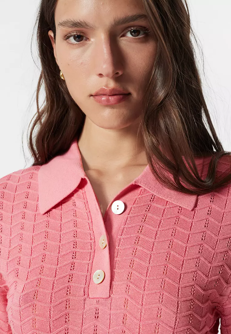 Pointelle-Knit Midi Dress