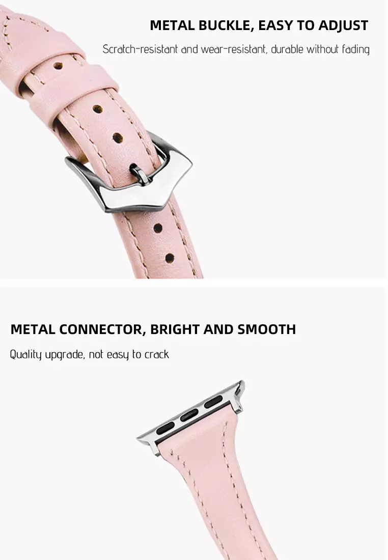 Tali Jam Kulit Apple Watch Strap Jam Tangan Genuine Leather Strap Wanita 42/44/45mm pink