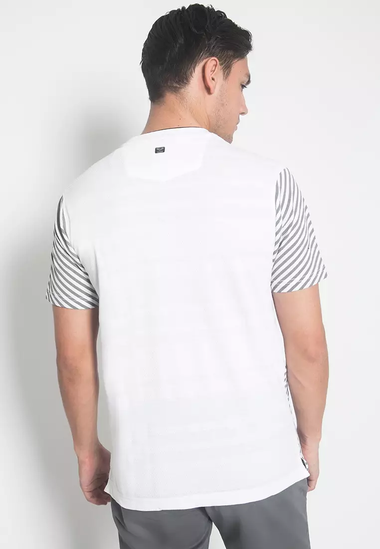 LGS - Kaos Pria - Motif Garis Diagonal - Putih - JTS.322.M2976F.32.C