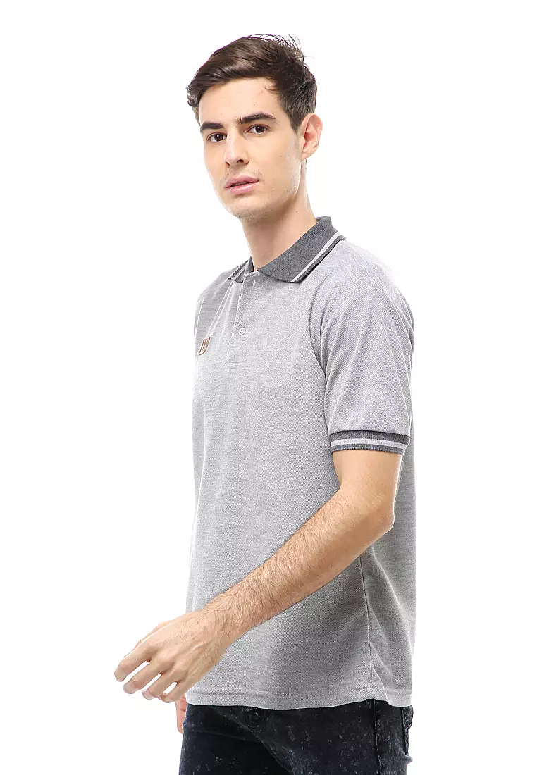 Jack T-Shirt Atasan Kasual Kaos Polos Pria Kerah Lengan Pendek Material Cotton ORIGINAL - Light Gray