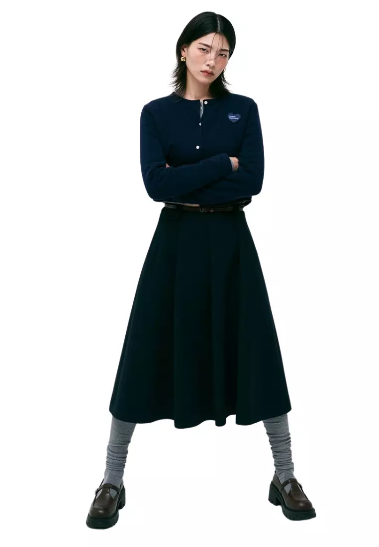 Raccoon Blended Cropped Cardigan Heart Logo - Navy