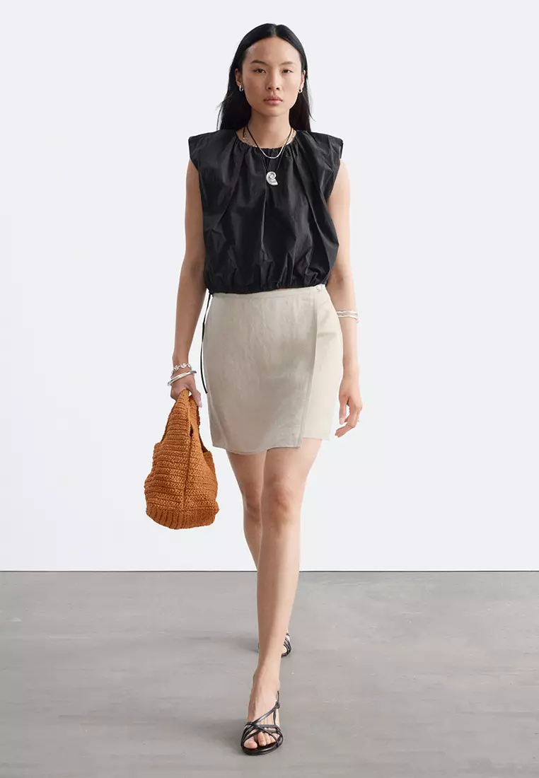 Linen-Blend Mini Skirt