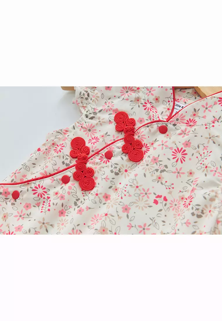 Blossom Harmony Collection Baby Girl Pink Little Flowers Cheongsam Romper Family Wear 0825