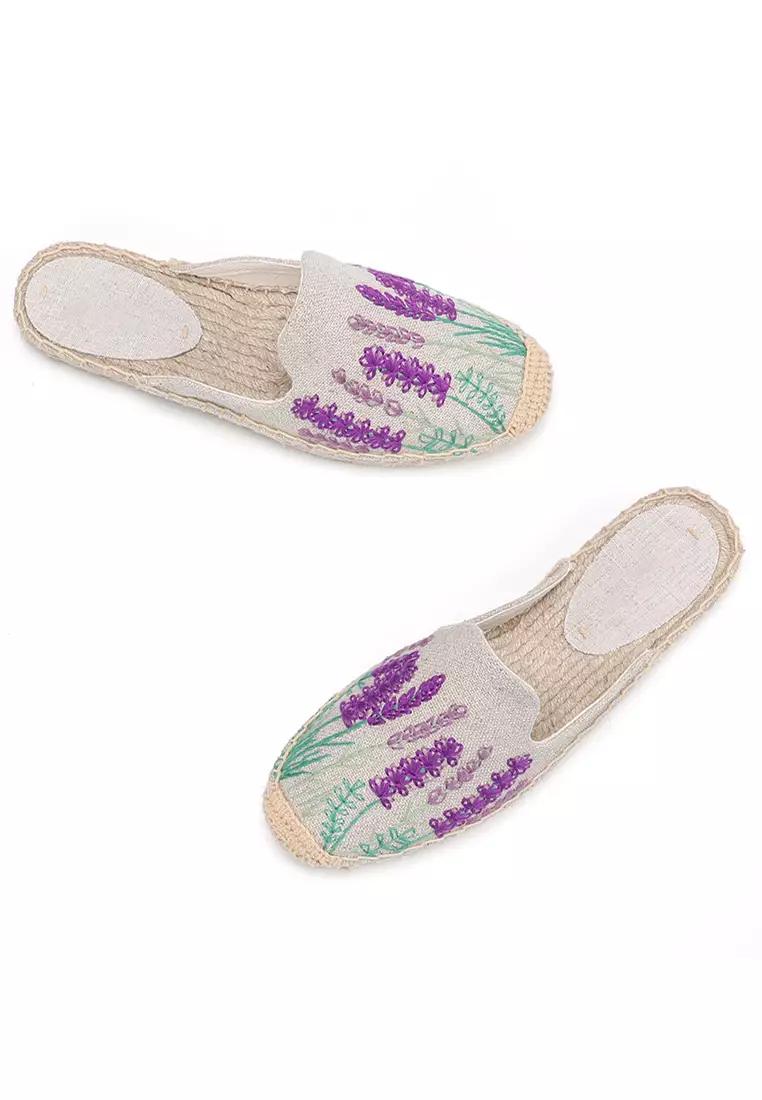 Embroidery Linen Mules HB3283093