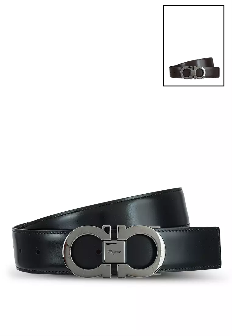 Ferragamo Double Gancini Reversible & Adjustable Leather Belt in Black for  Men