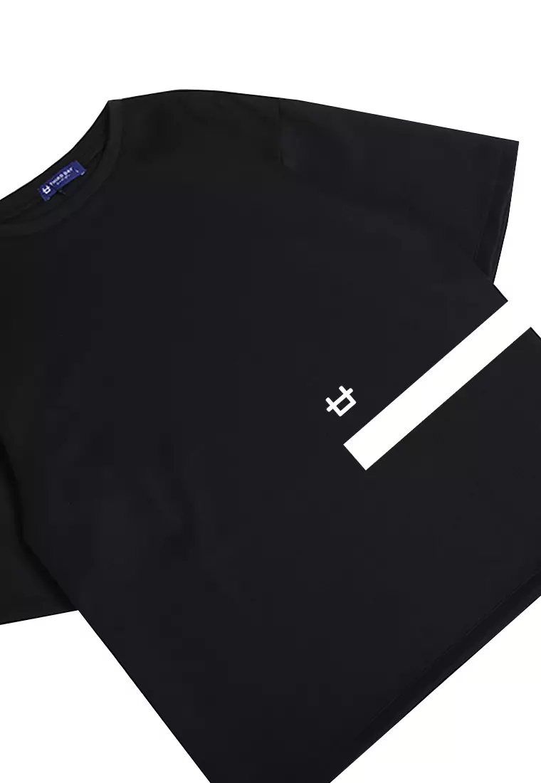 MTJ60 Kaos Oversize Distro Pria 1Lines Logo Belly Hitam