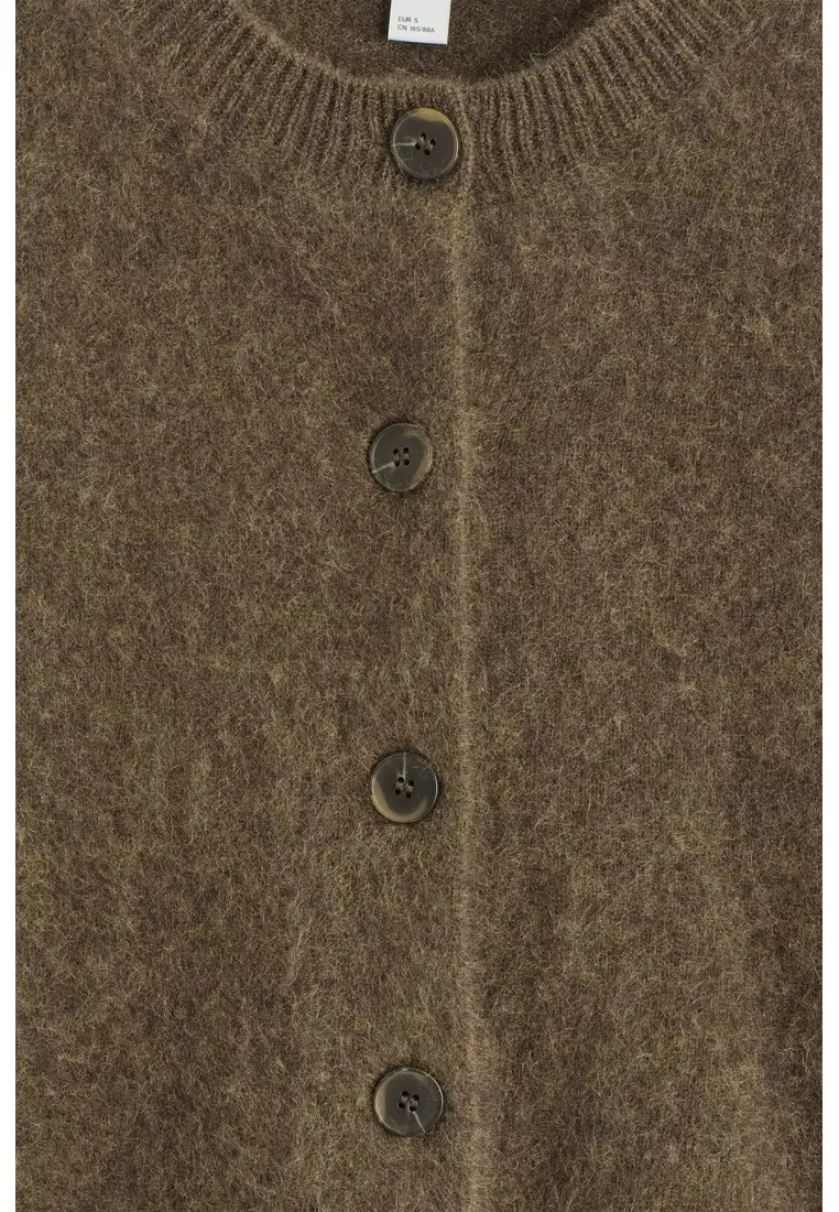 BRUSHED-CASHMERE CREW-NECK CARDIGAN