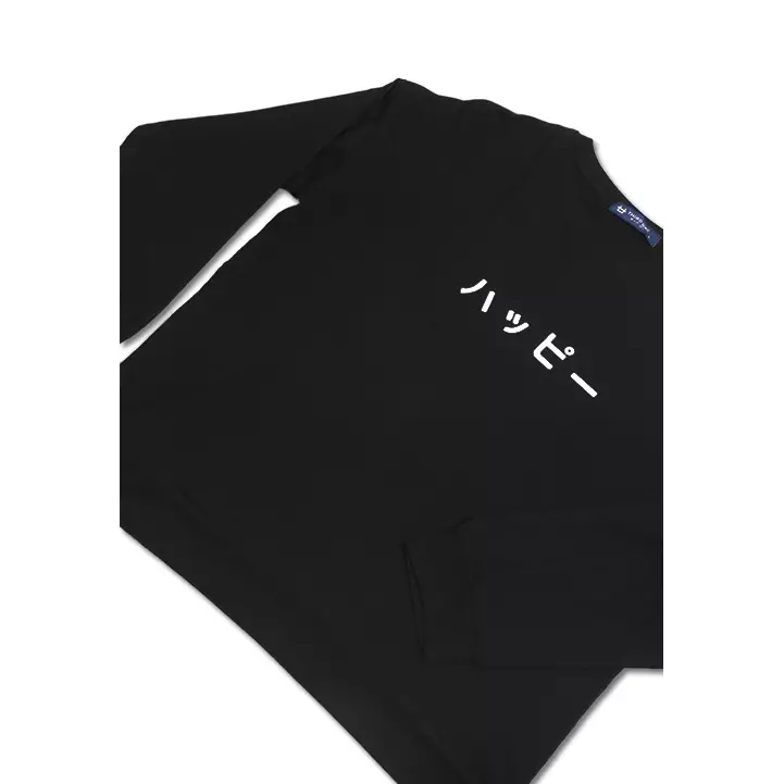 LTB32D lv happy katakana blk T-shirt Hitam