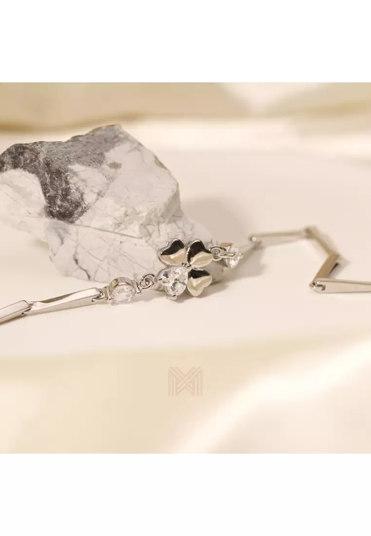 Millennia 2000 Lucky Charms Cubic Zirconia Rhodium Bracelet with 925 Sterling Silver