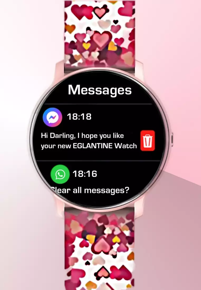 Pink Ladies Smart Watch - with 2 Easy to Exchange Silicon Straps