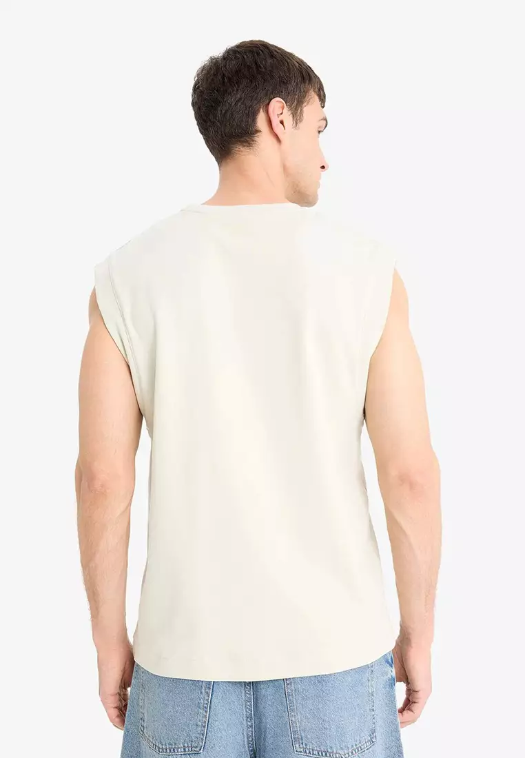 100% Cotton Boxy Fit Crew Neck Printed Undershirt C5040Ax25Hs