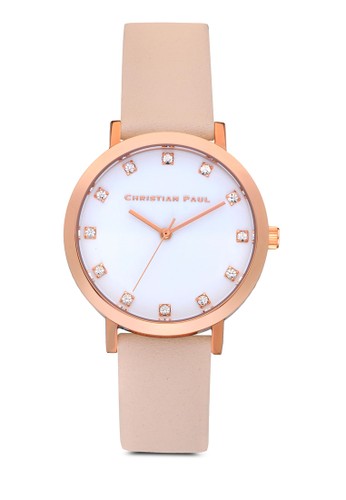 Besprit專櫃ondi 35mm 奢華風格紋手錶, 錶類, 皮革錶帶