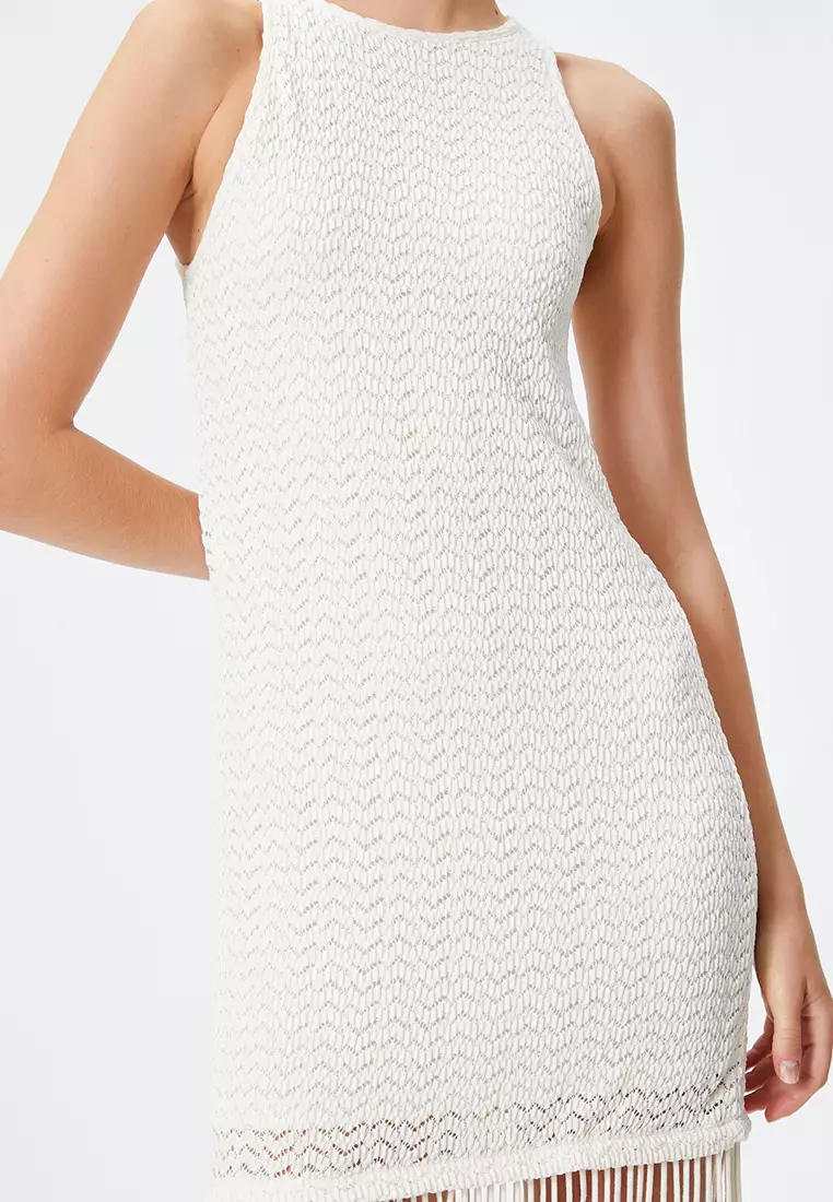 Şahika Ercümen X KOTON Fringe Openwork Dress
