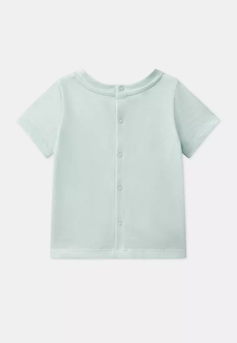 PALE TURQUOISE TURTLE PRINTED SHORT SLEEVE T-SHIRT