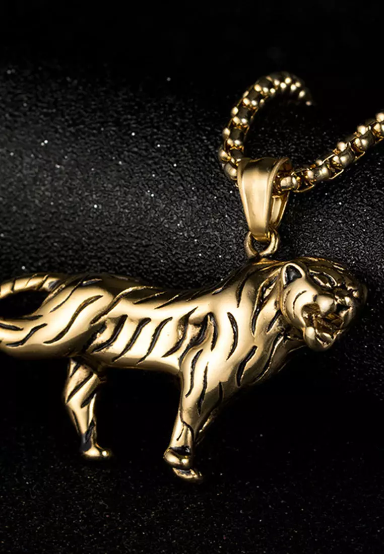 Gold tiger head pendant hotsell