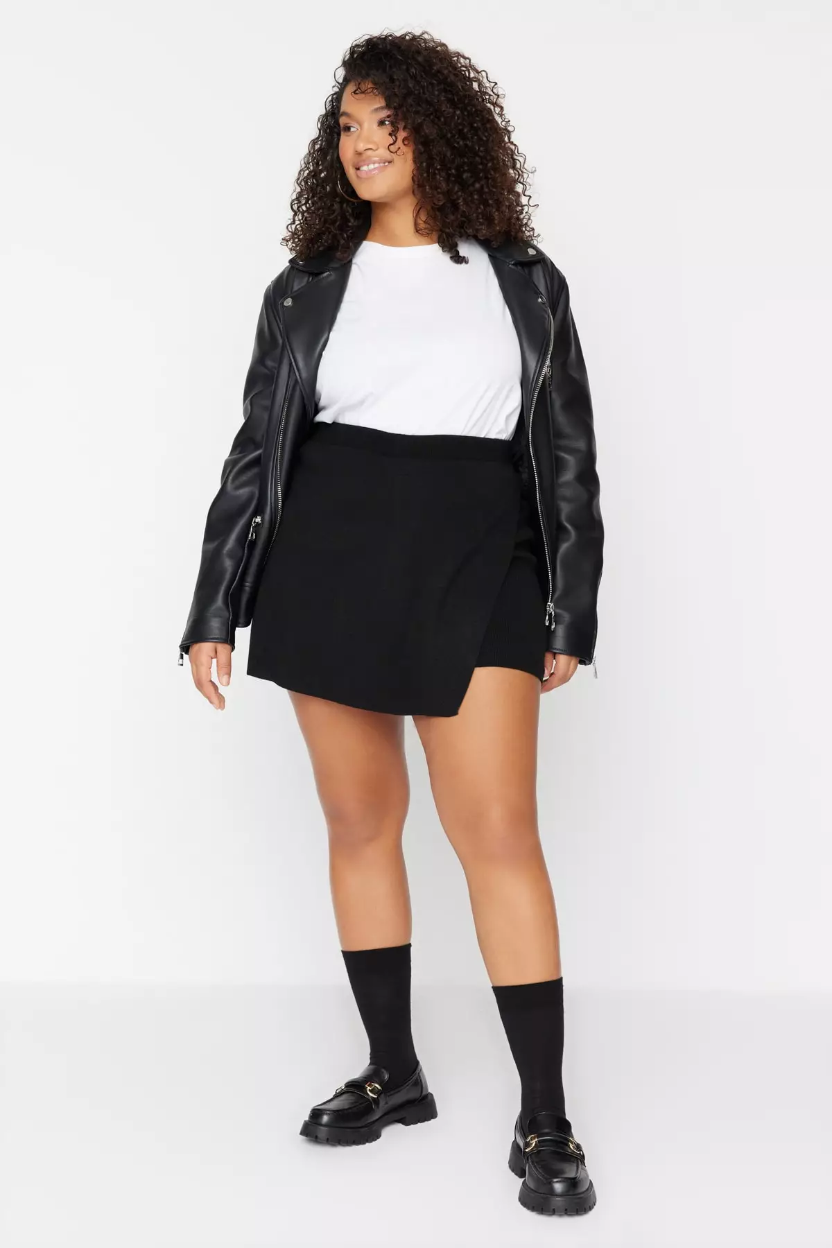 Trendyol Plus Size Black Skirt Look Knitwear Shorts 2024 Buy