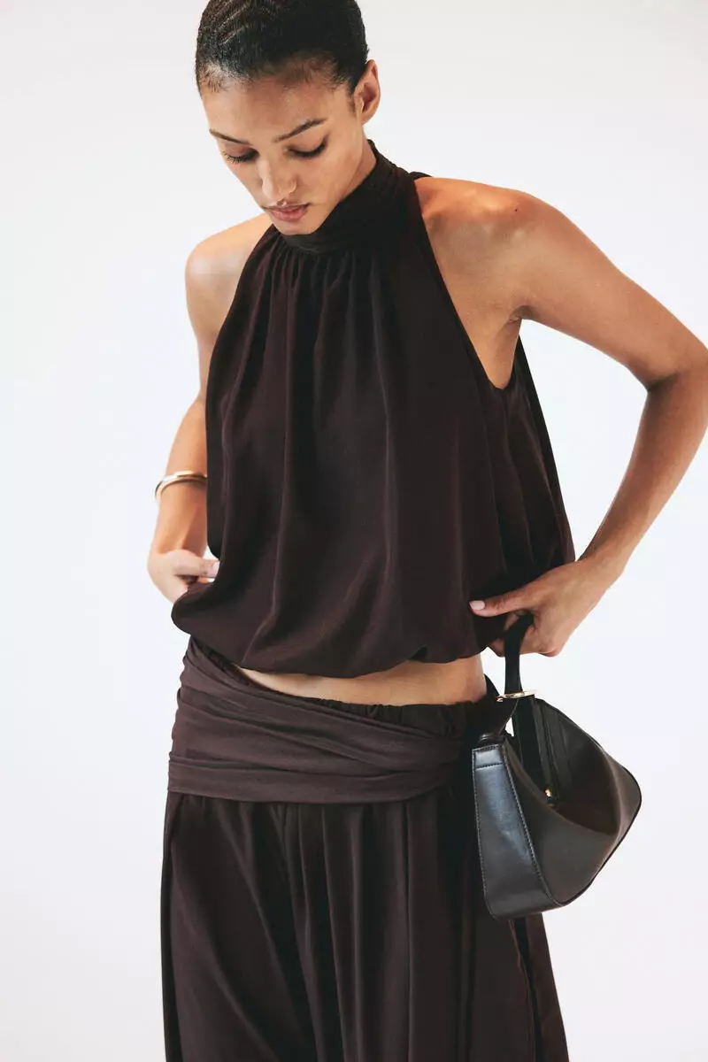 Bubble-hem halterneck top