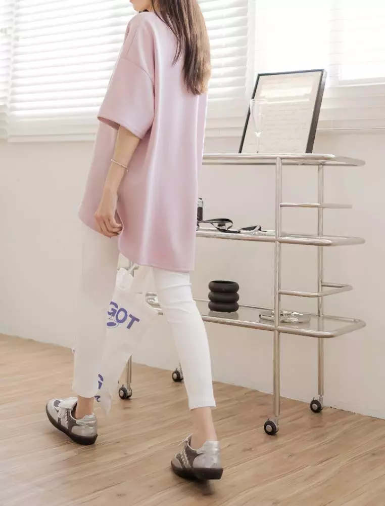 素色腰鬆緊彈力貼身九分褲《KG0051》