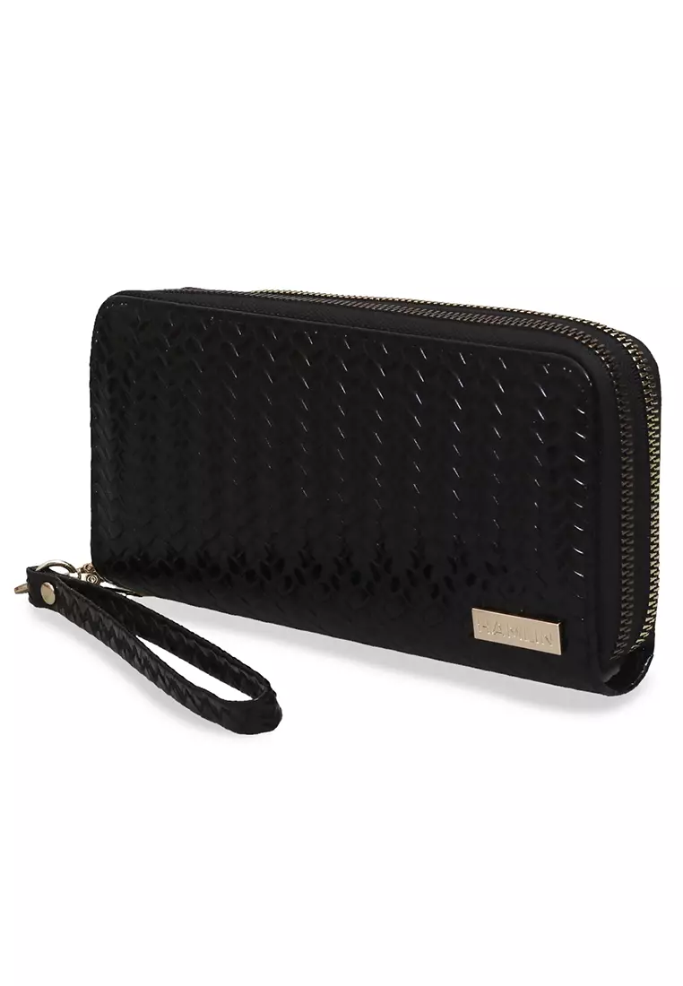 Dyara Dompet Panjang Wanita Desain Elegan Long Wallet with Short Strap Material Leather ORIGINAL - Black