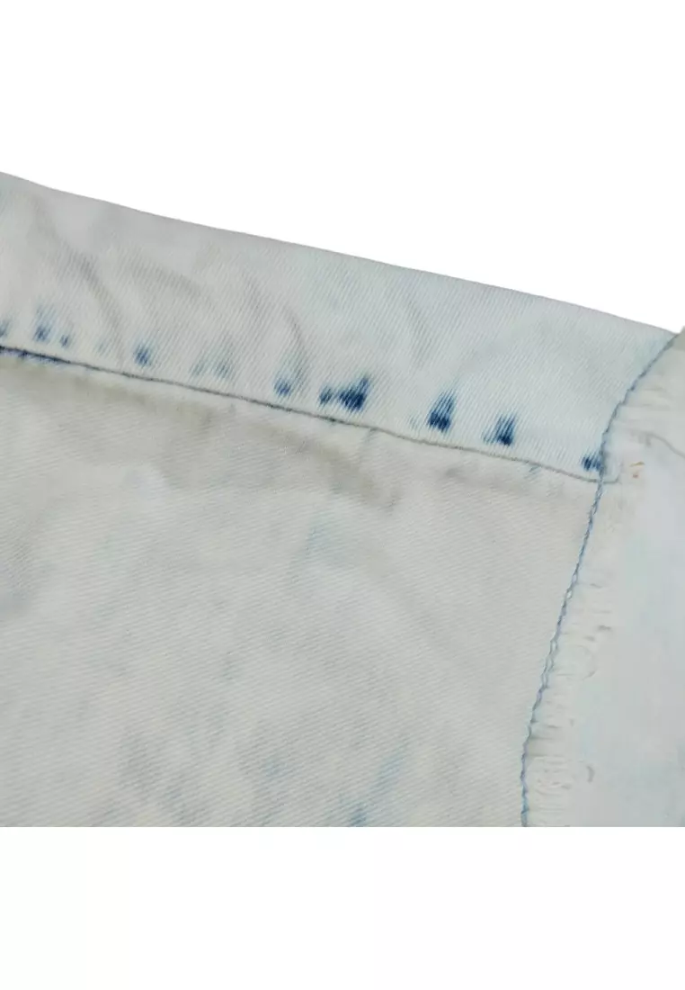 二手 MSGM 剪裁縫製女式 T 卹，白色/藍色 - O2-MDM130L-174285-89-42