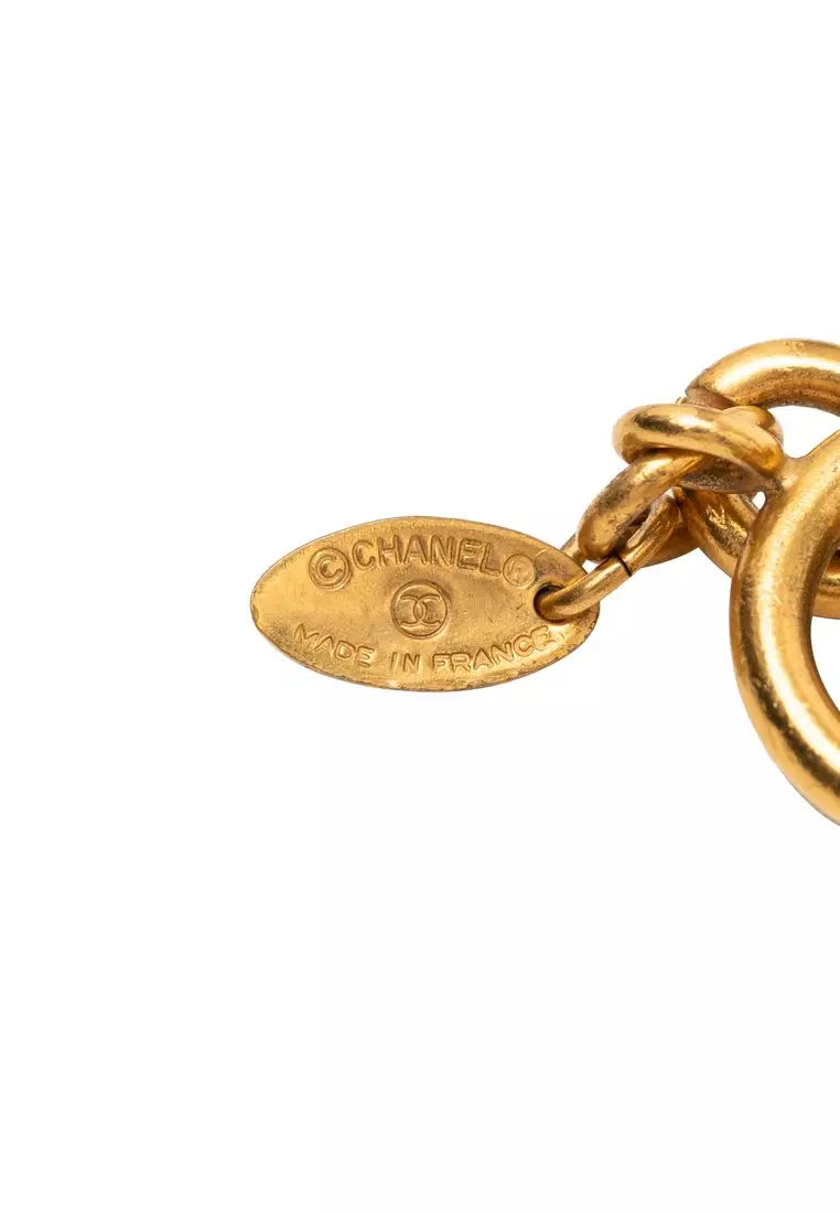 Pre-Loved Chanel Gold Plated Quilted Cc Pendant Necklace