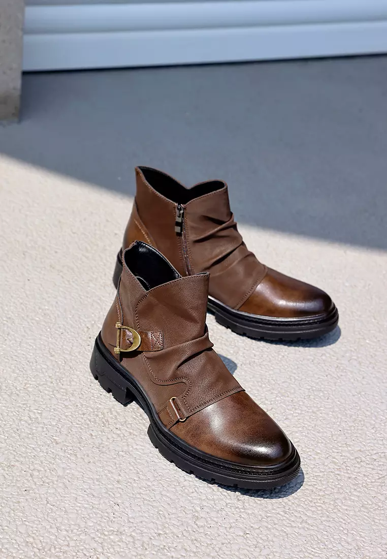 Platform Side Zipper Utility Boots KB26M01