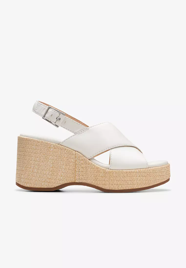 Discount on Clarks  shoes - SKU: Manon Wish Wedge Sandals Off White