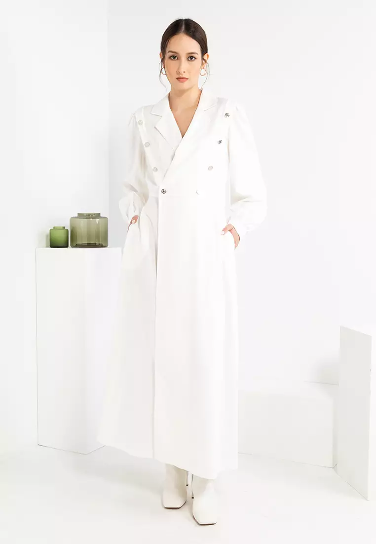 White linen long sleeve dress cheap