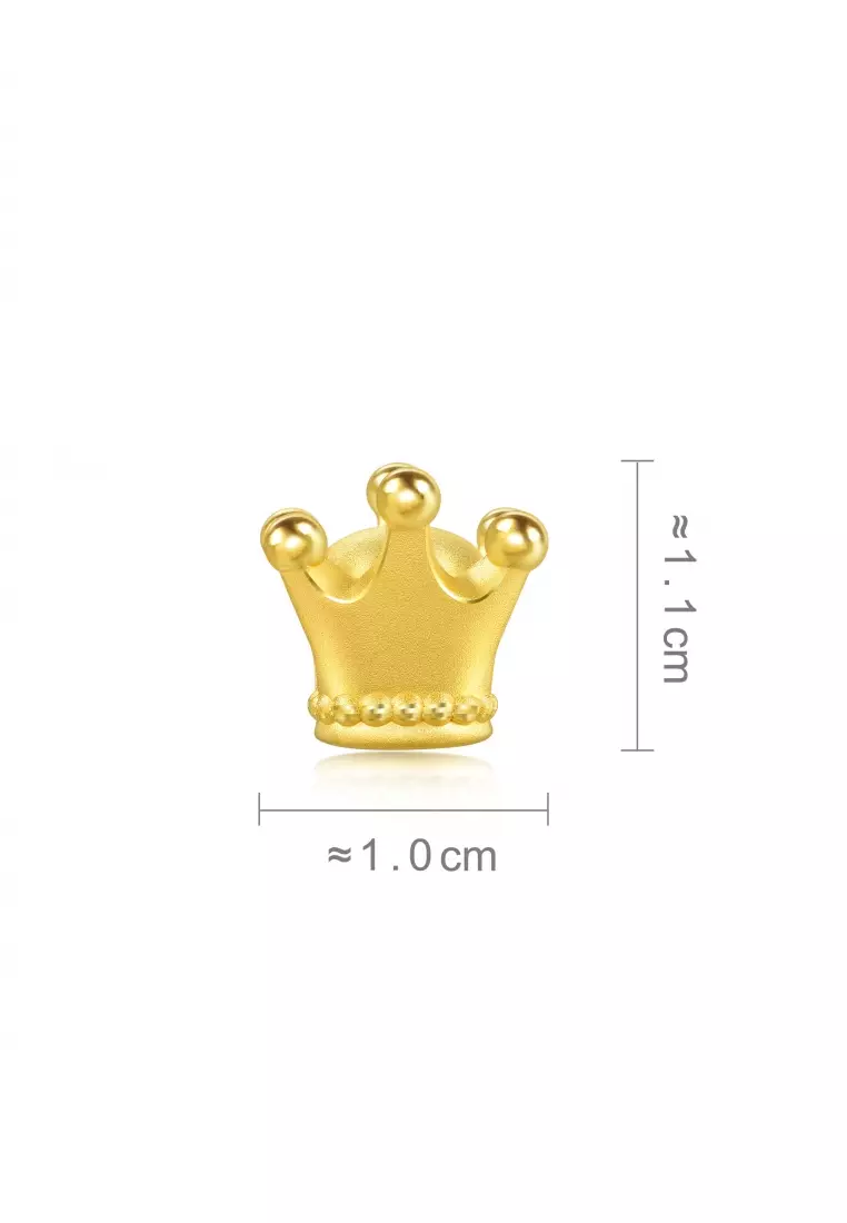 999 24K Solid Gold Princess Tiara Crown Mini Charm 92313C (Bracelet not included)