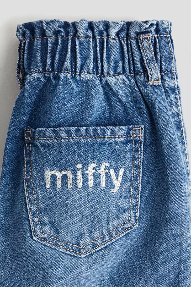 Motif-detail wide leg jeans