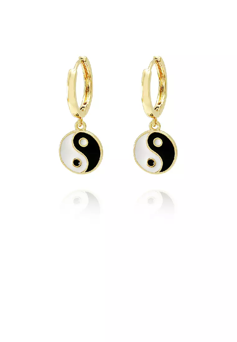 Gold enamel earrings outlet