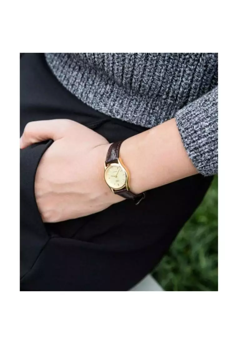 Women's Analog LTP-1094Q-9AR Brown Genuine Leather Watch