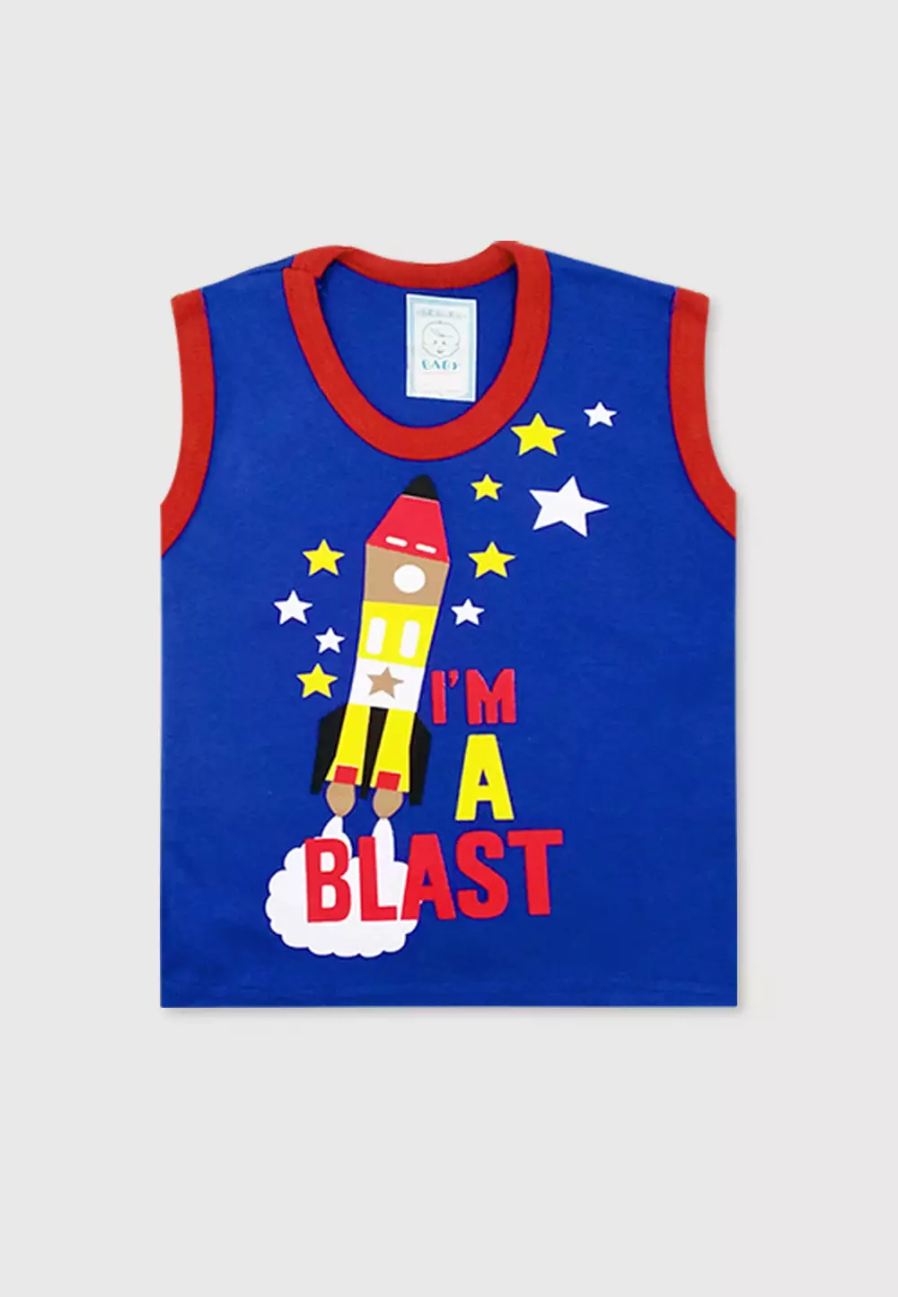 Wakakids Setelan Bayi Laki Laki Baju Singlet Anak Usia 6 Bulan Hingga 12 Bulan Set Celana Kaos Motif Rocket 3129 Biru