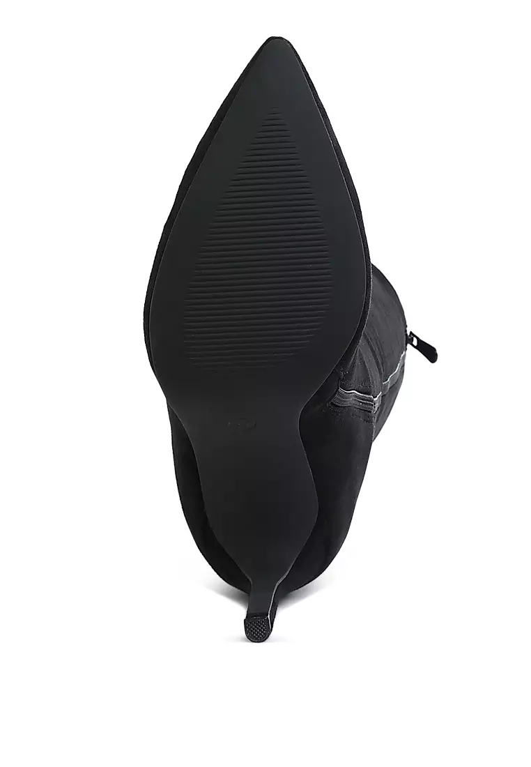 Sepatu Bot Anak Sapi Bermotif Berlian Imitasi Warna Hitam