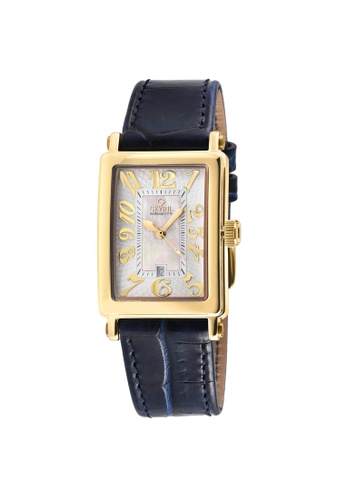 Gevril blue Gevril Ave of Americas Mini Women’s IPYG Stainless Steel Case, White MOP Dial Watch, Genuine Blue Leather Strap 47827ACC5224CBGS_1