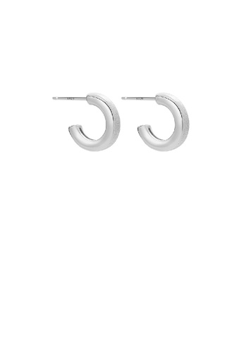 Glamorousky silver 925 Sterling Silver Simple Fashion Frosted C-Shape Geometric Stud Earrings A96E0AC8B2BD3DGS_1