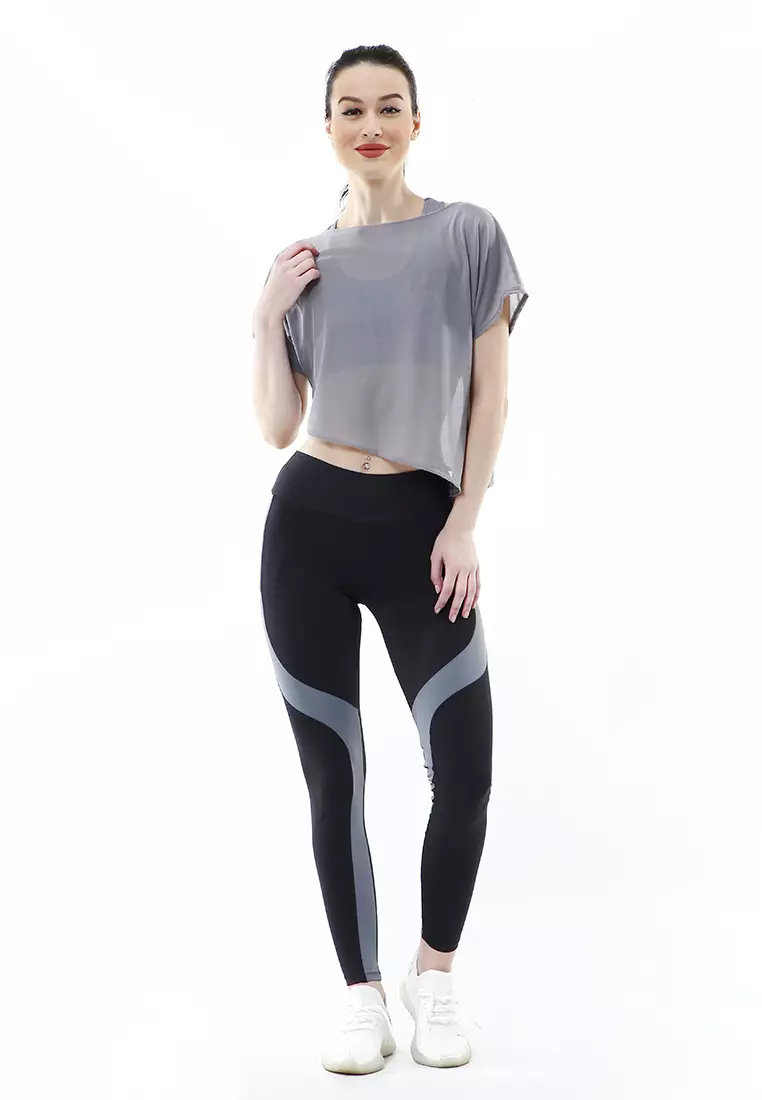 Jeslin One Set Atasan Bawahan Baju Senam Aerobik 3 in 1 High Quality - Abu