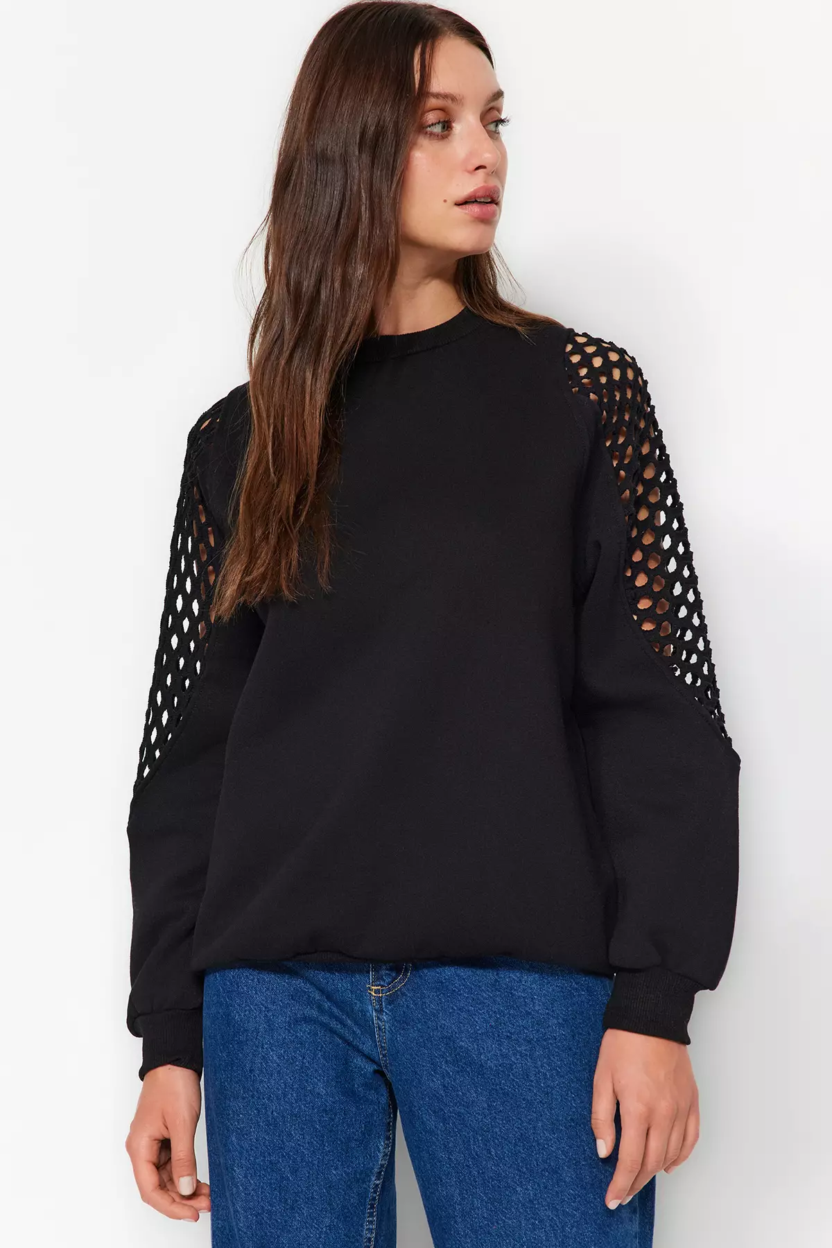 Mesh Sleeve Sweatshirt