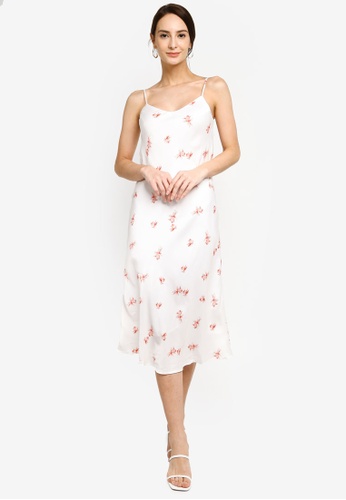 Buy Hopeshow Spaghetti Strap Chiffon Floral Midi Dress Online Zalora Malaysia