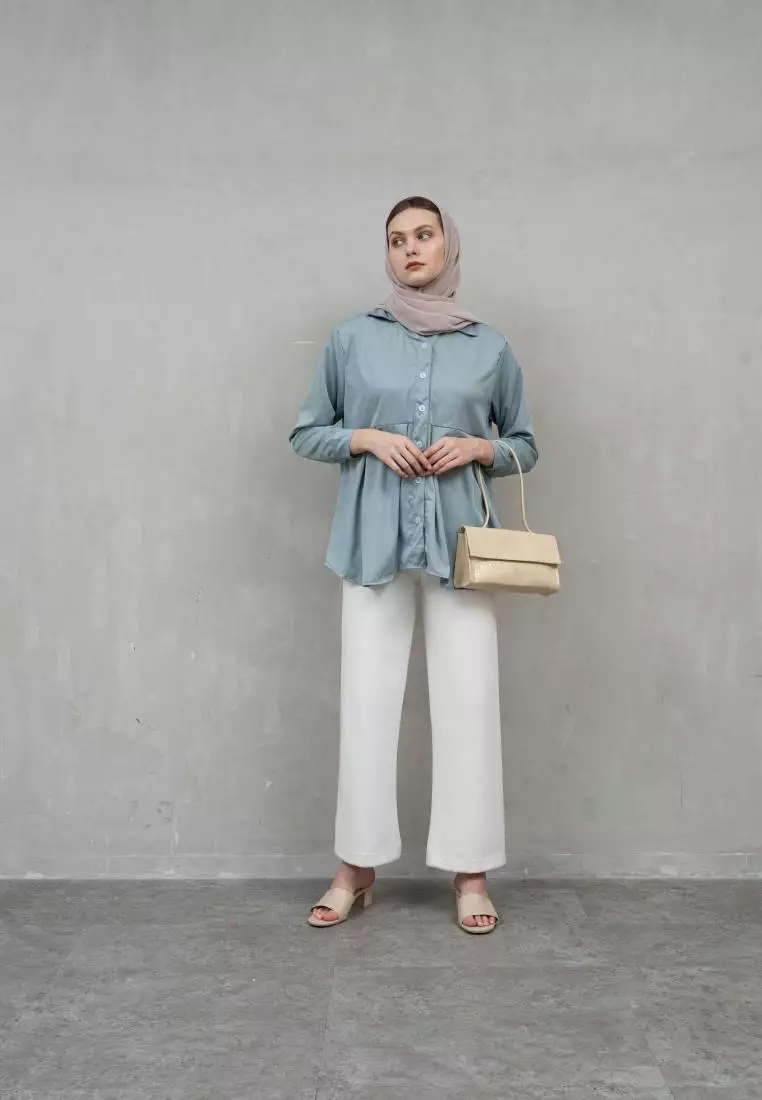 Houseofcuff Mars Top in Pastel Blue Kemeja Wanita