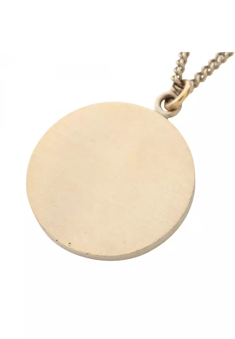 Pre-Loved Chanel camellia coco mark Circle necklace GP pink 06P
