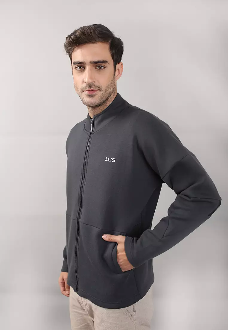 LGS - Jaket Casual Pria - Full Resleting - Abu-Abu Gelap - JJK.564.202.002.C