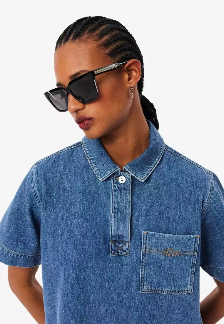 Buy Lacoste Oversized Denim Polo Dress 2026 Online | ZALORA