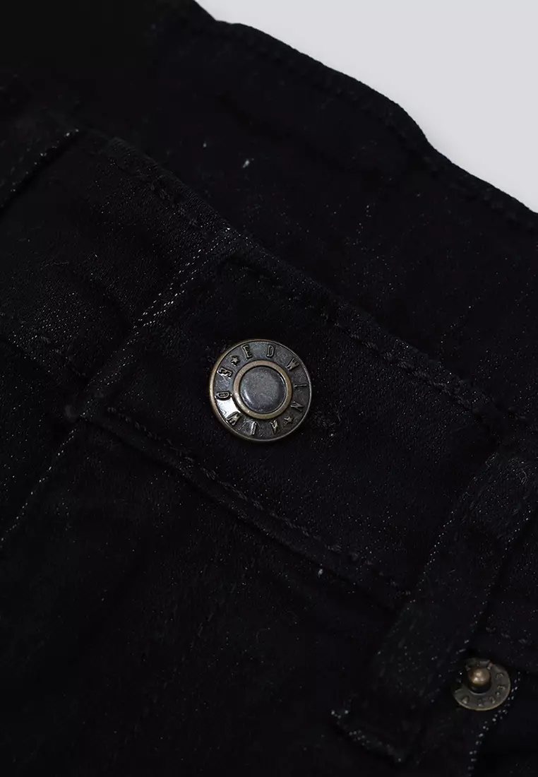 802 Slim Fit Twill Stretched Jeans BLACK Celana Denim Pria