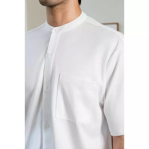 LARUSSO Earth of Whisper - Kemeja Big Size Changi Koko Cotton Linen Look Pria Lengan Pendek - Standard White